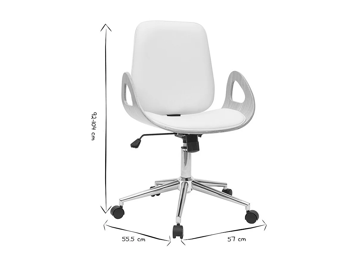 Poltrona da scrivania design bianco e legno chiaro GLORY