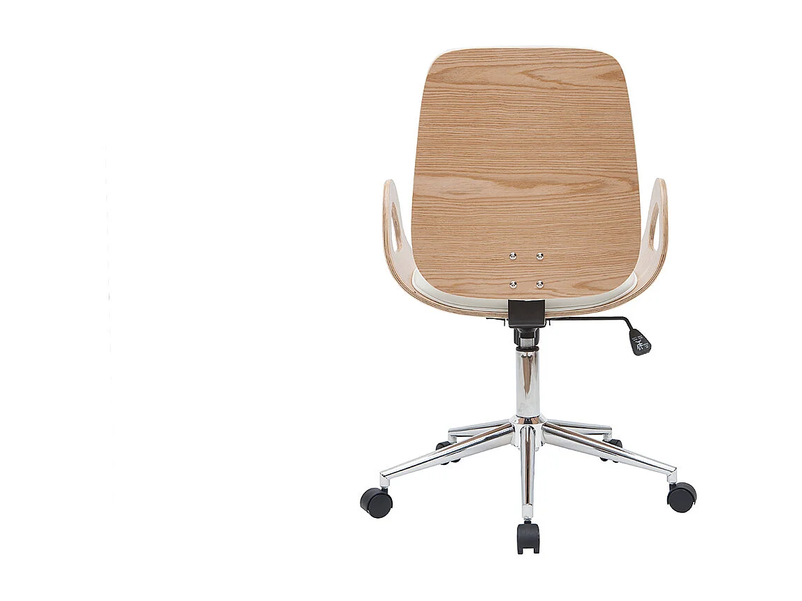 Sillón de escritorio blanco y madera clara GLORY