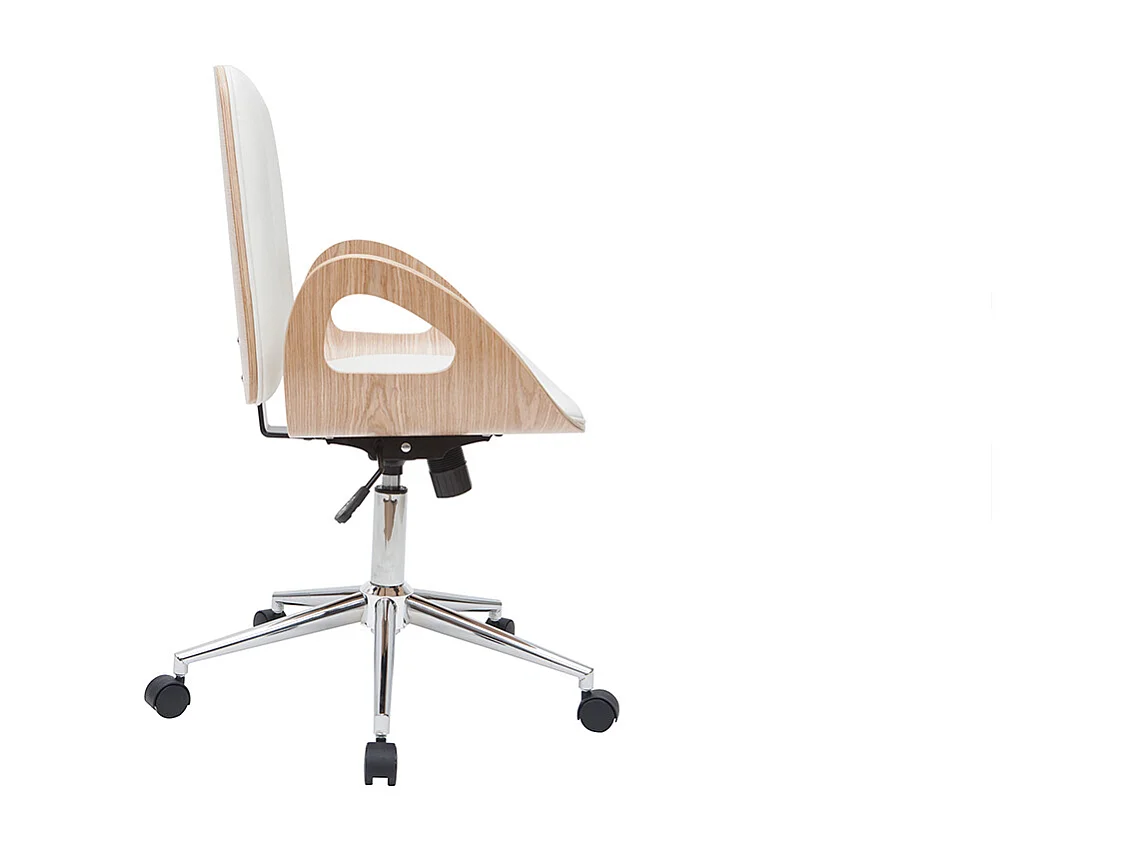 Sillón de escritorio blanco y madera clara GLORY