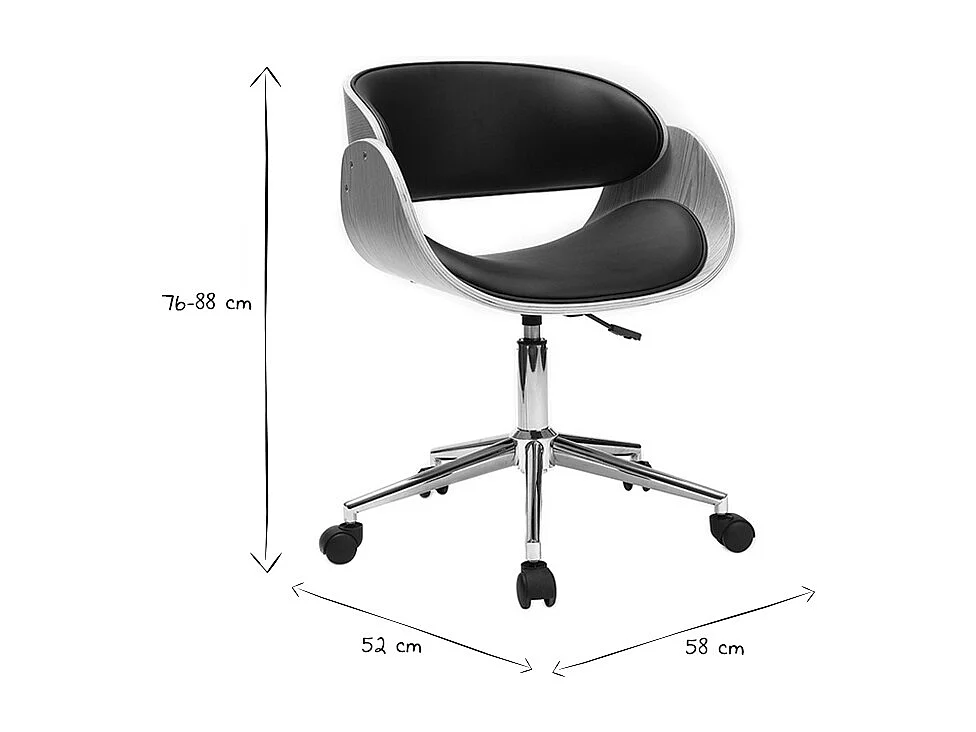 Design-Stuhl Rollen Schwarz und Helles Holz BENT