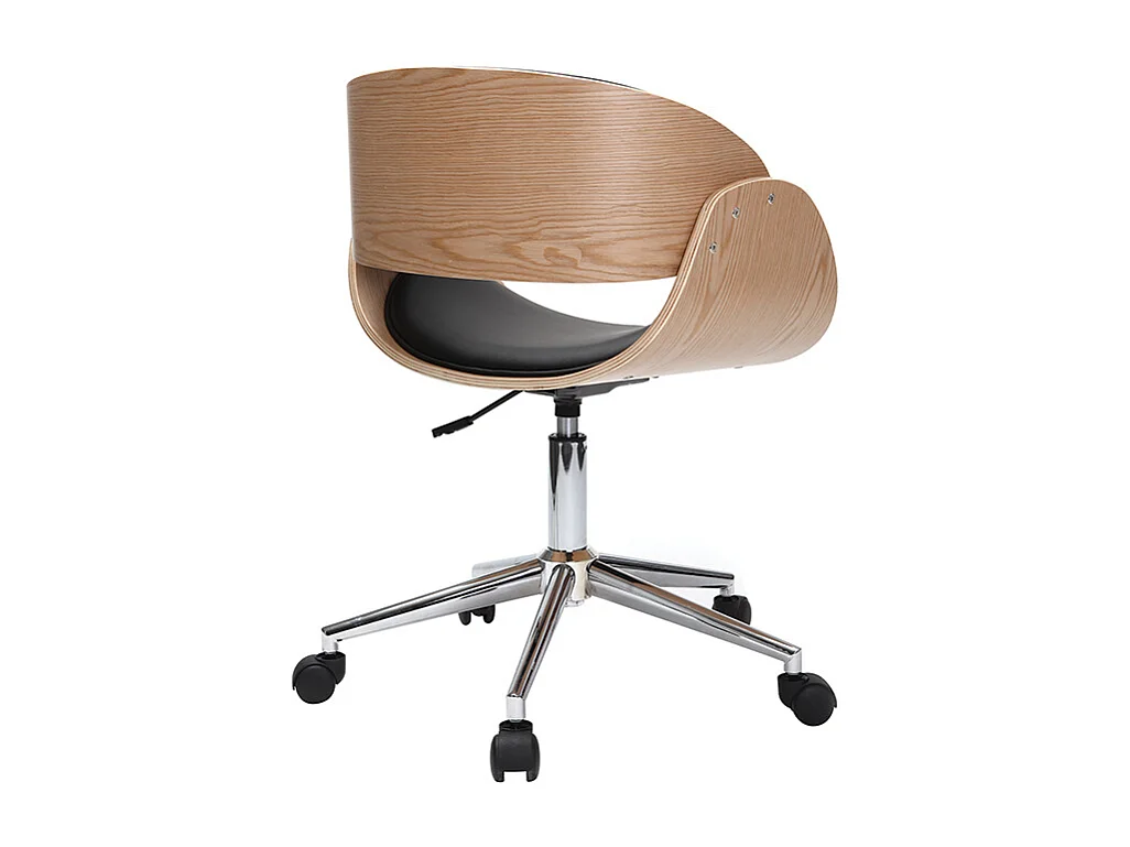 Sedia design a rotelle nera e legno chiaro BENT