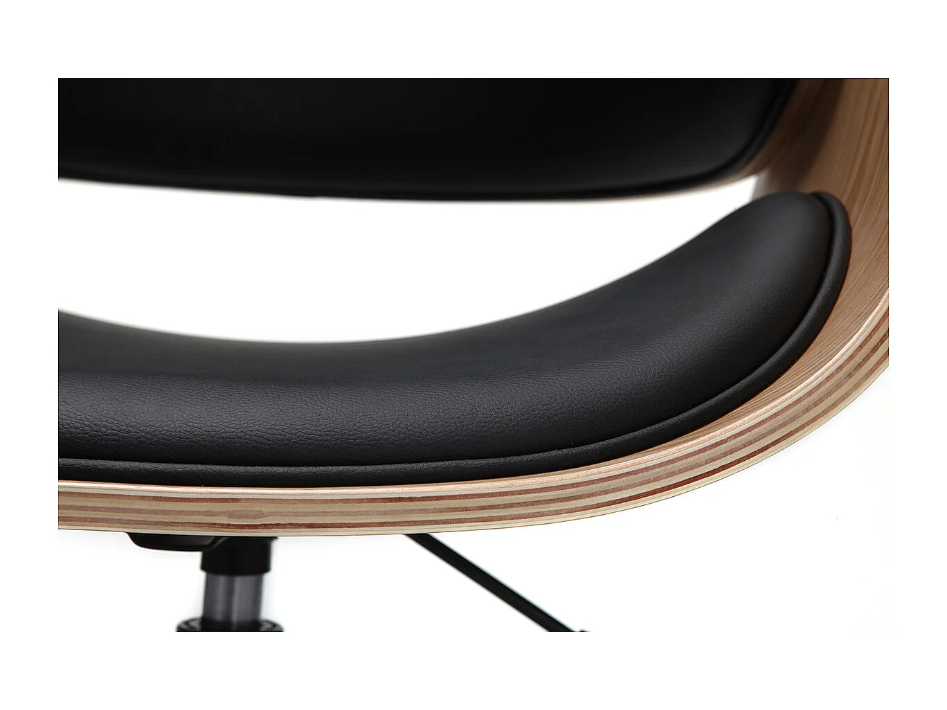 Sedia design a rotelle nera e legno chiaro BENT