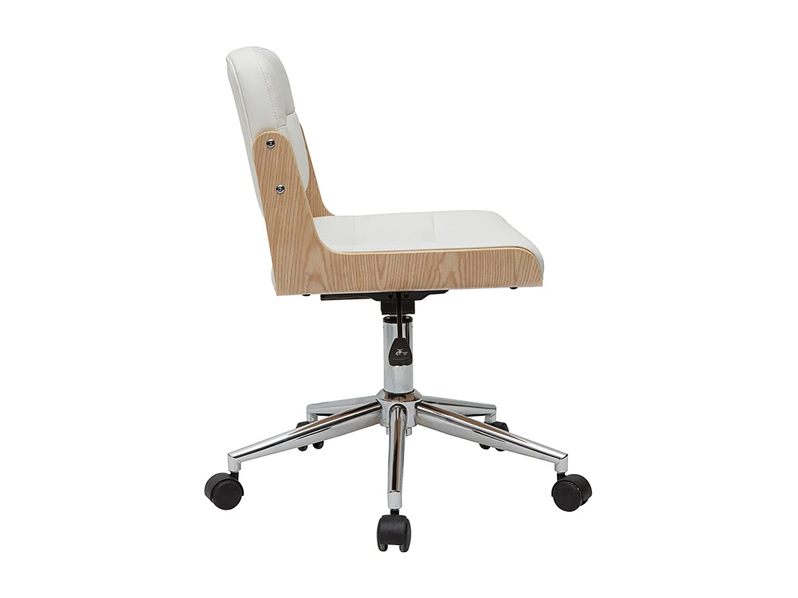 Sedia da ufficio girevole bianco e legno chiaro ARAMON