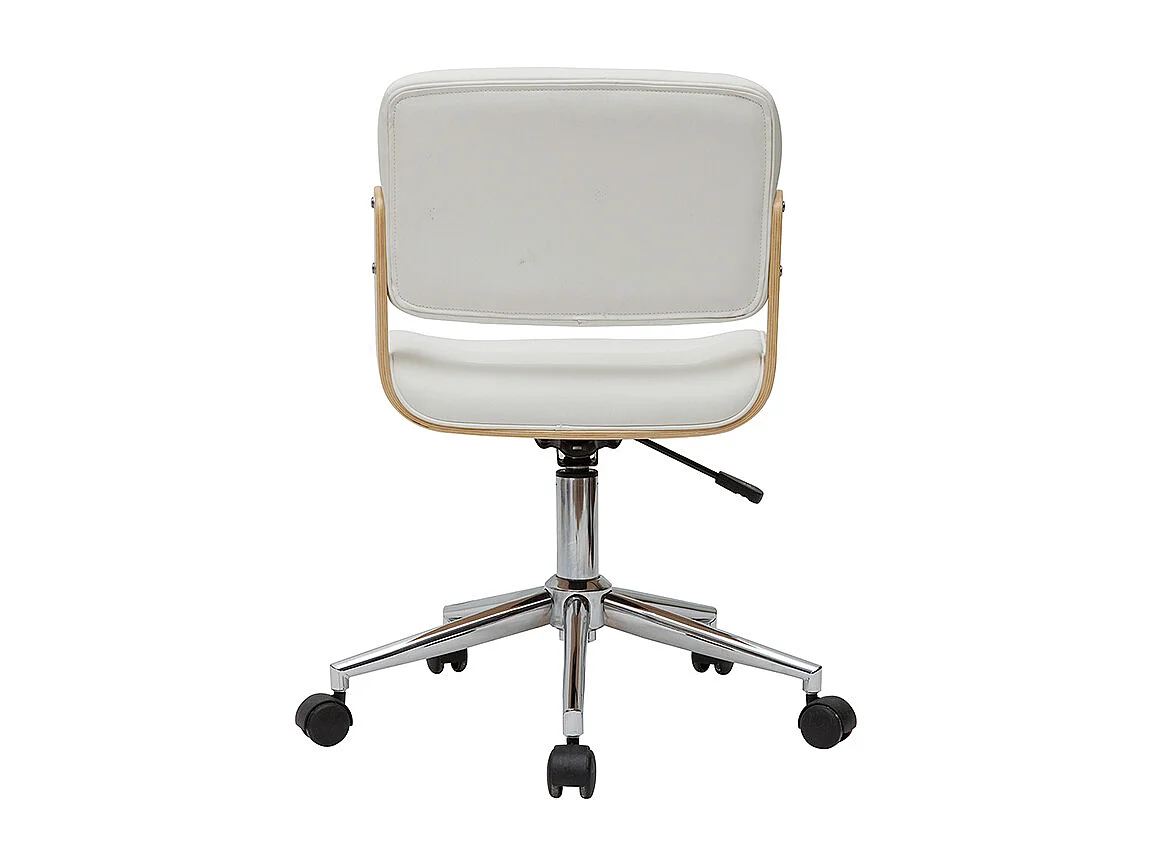 Sedia da ufficio girevole bianco e legno chiaro ARAMON