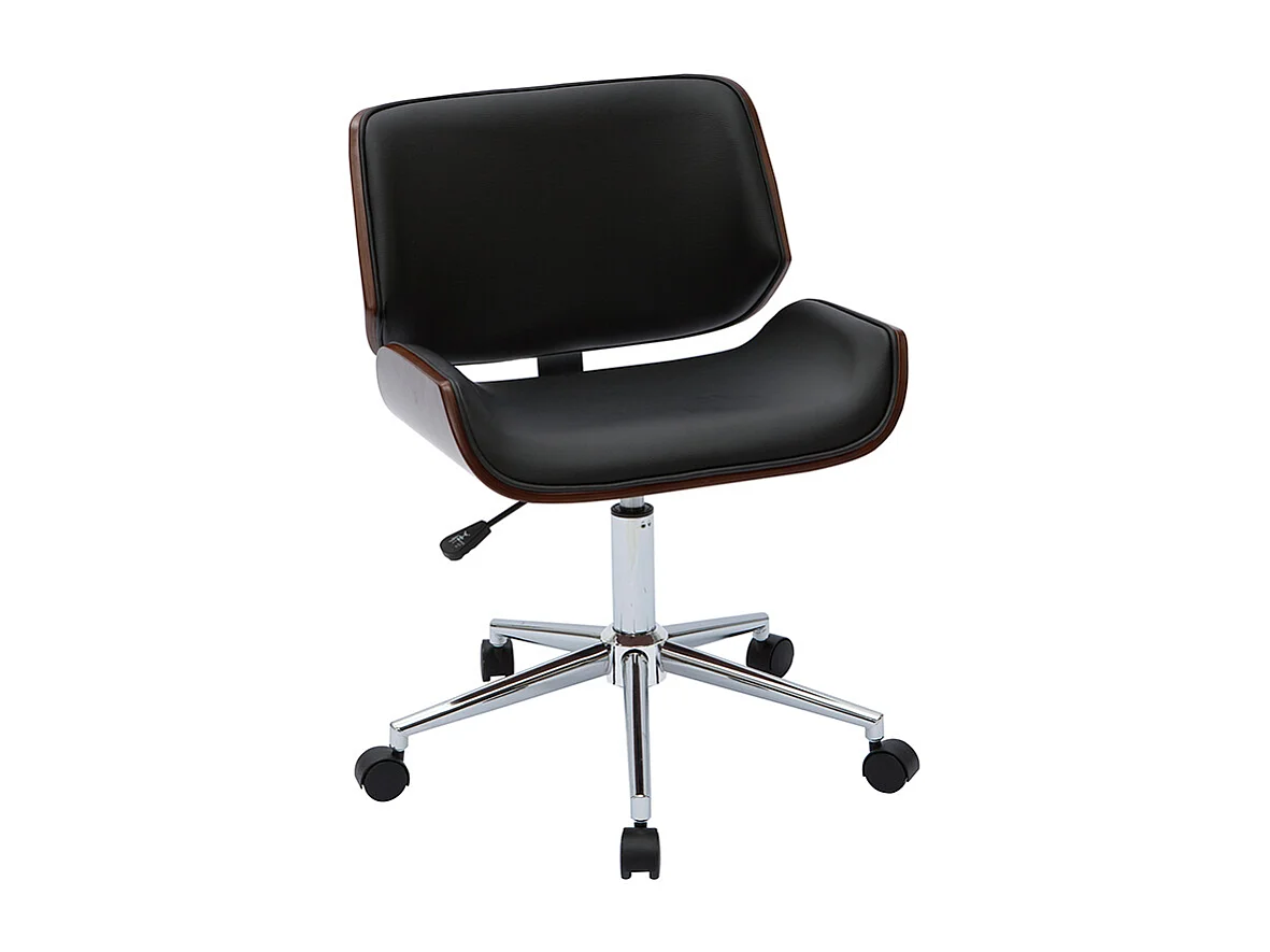 Sedia da ufficio nero e legno scuro RUBBENS