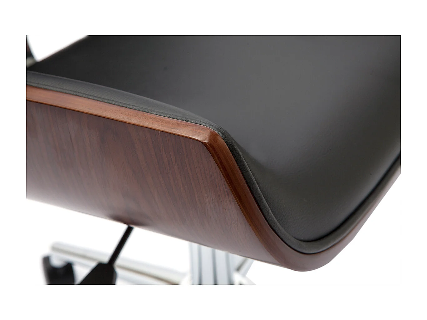 Sedia da ufficio nero e legno scuro RUBBENS