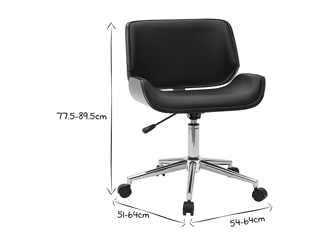 Sedia da ufficio nero e legno scuro RUBBENS