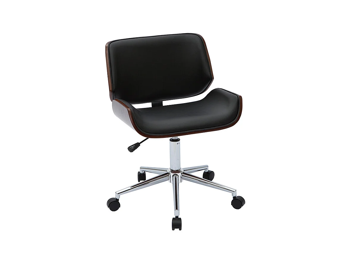 Bürostuhl schwarz mit dunklem Holz RUBBENS