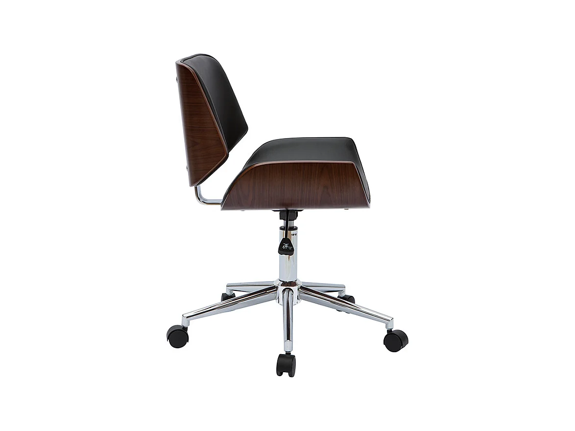 Bürostuhl schwarz mit dunklem Holz RUBBENS