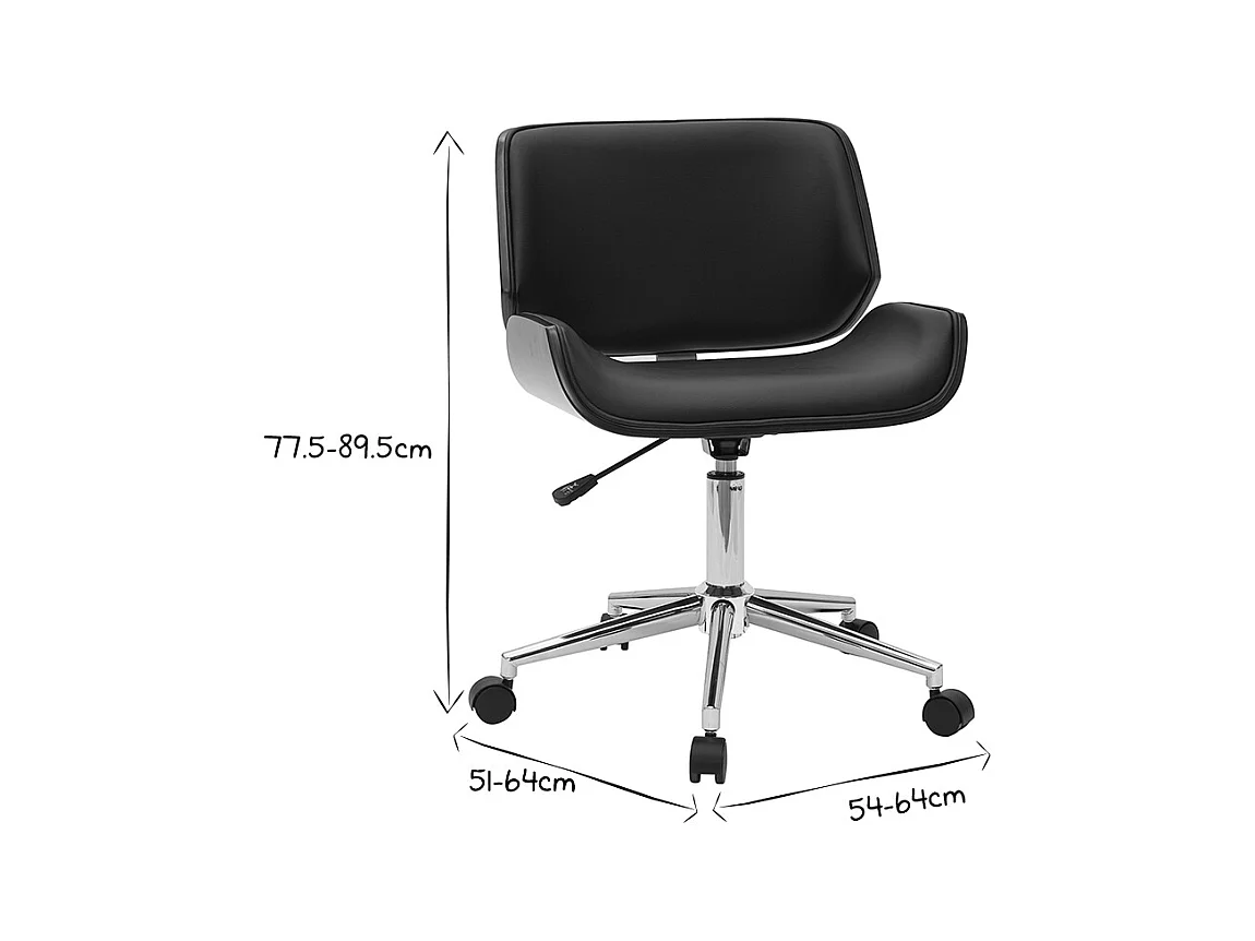 Bürostuhl schwarz mit dunklem Holz RUBBENS