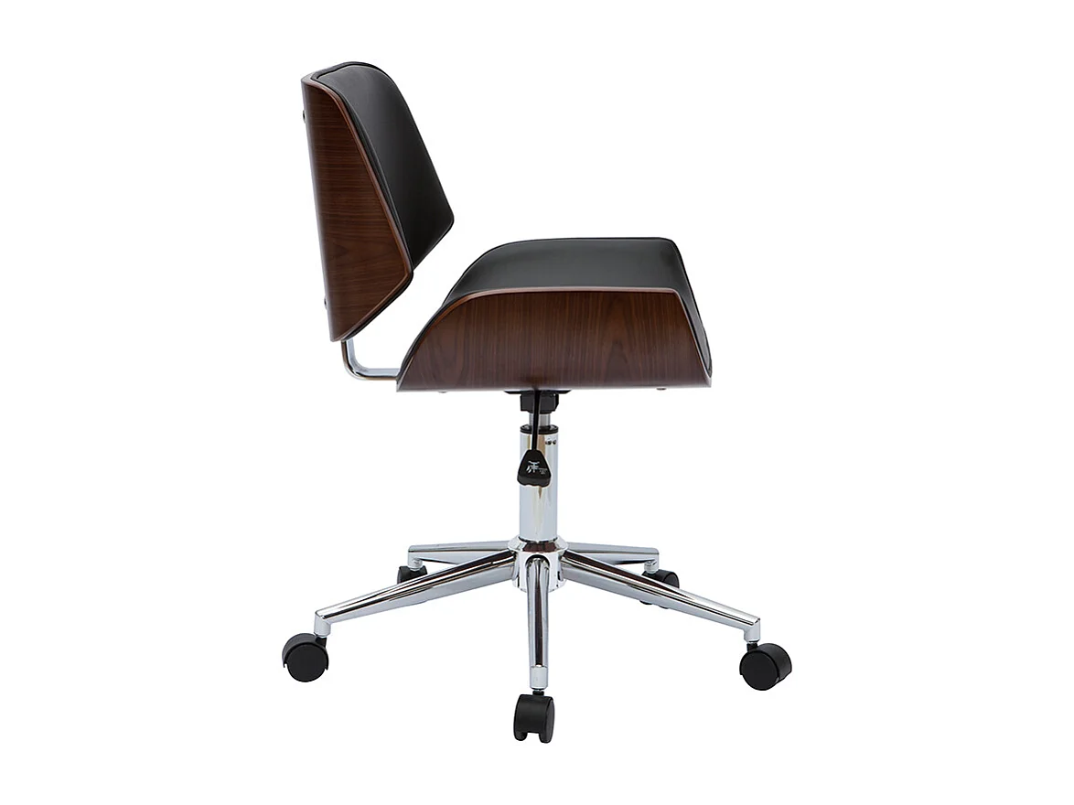 Bürostuhl schwarz mit dunklem Holz RUBBENS