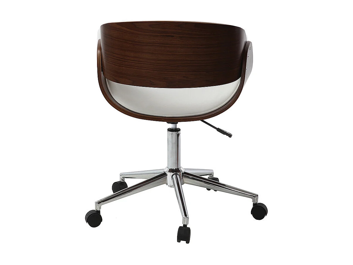 Sedia design girevole bianca e legno color noce BENT