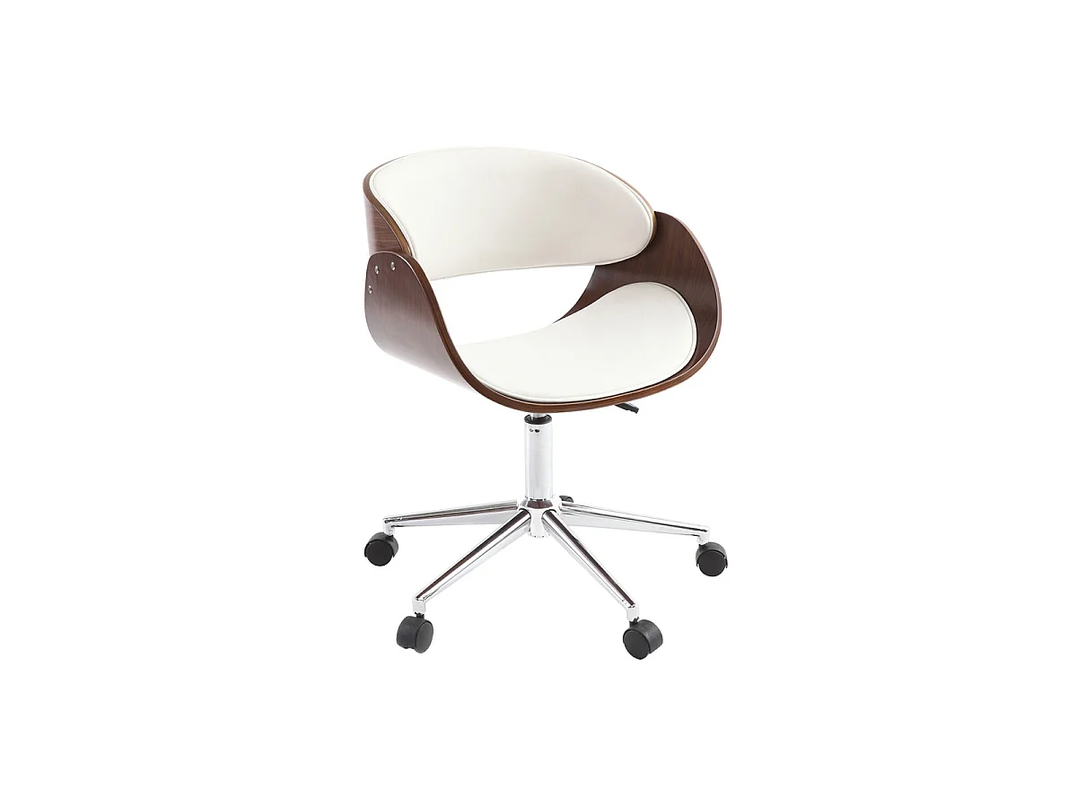 Silla de escritorio nogal y blanco con ruedas BENT