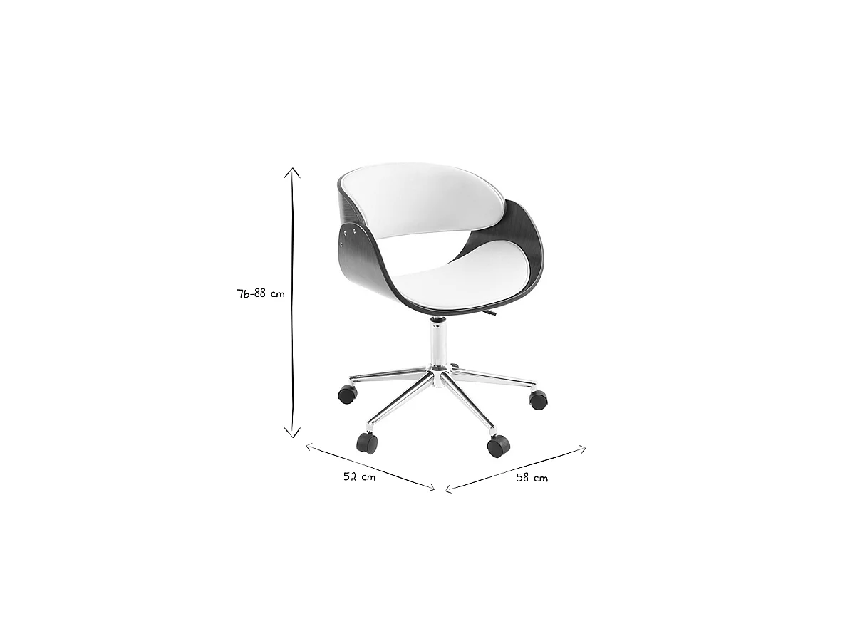 Silla de escritorio nogal y blanco con ruedas BENT