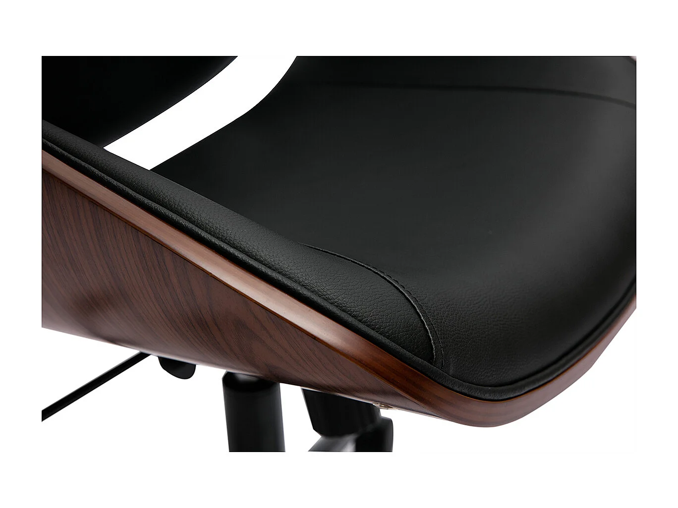 Schwarzer Design-Bürostuhl mit dunklem Holz und schwarzem Metall MUSK
