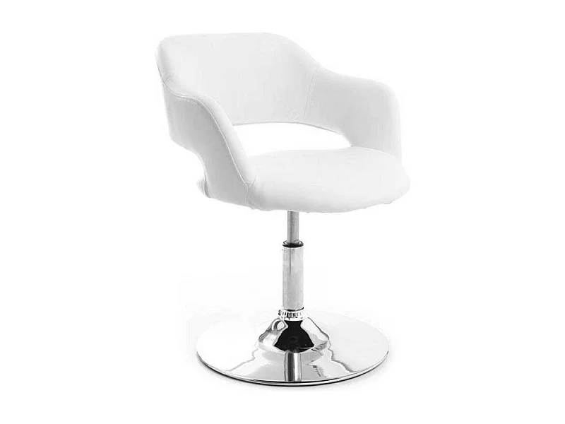Fauteuil pivotant design blanc et acier chromé JESSY