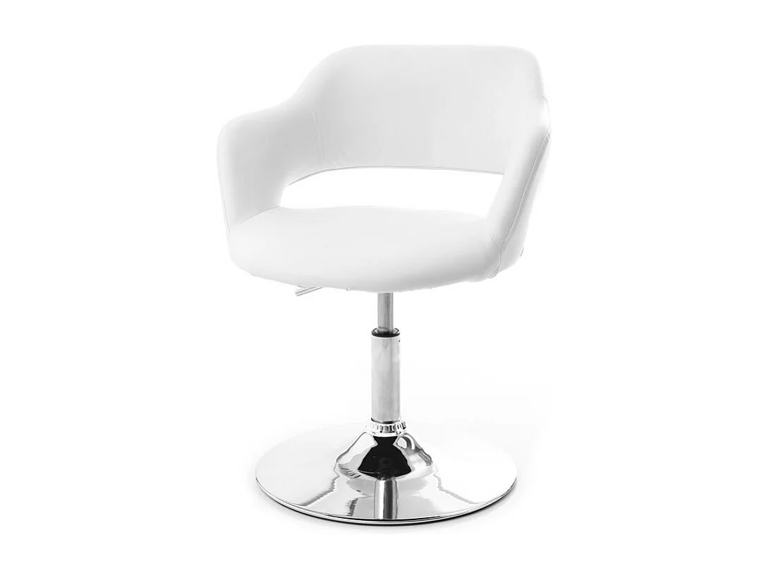 Fauteuil pivotant design blanc et acier chromé JESSY