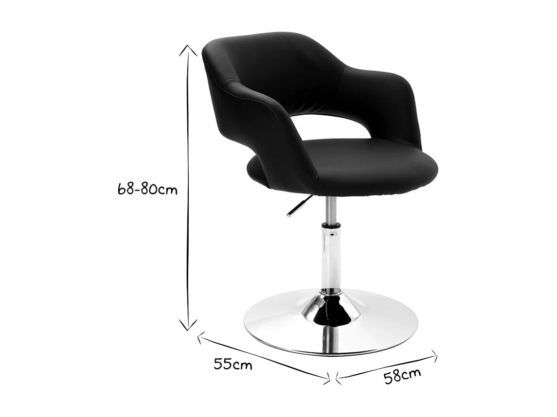Fauteuil pivotant design blanc et acier chromé JESSY