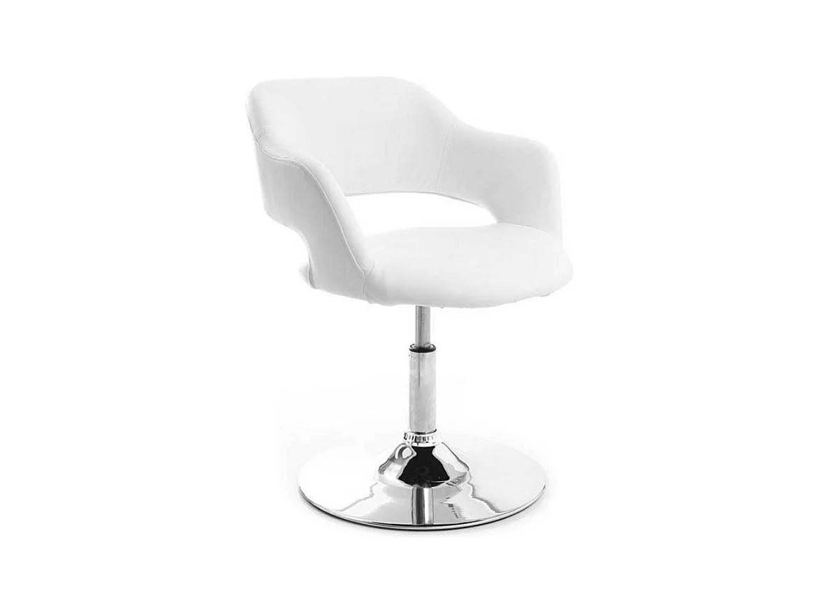Fauteuil pivotant design blanc et acier chromé JESSY