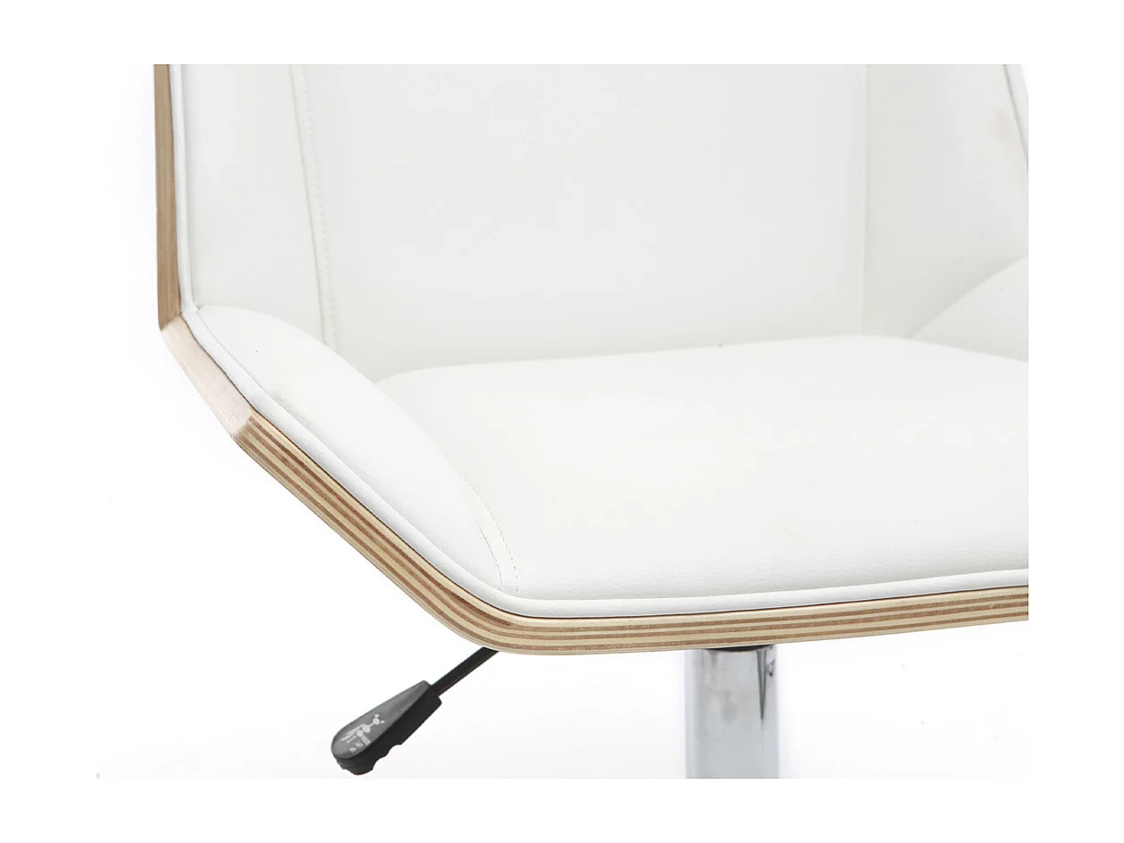 Silla de escritorio moderna PU blanca y madera clara MELKIOR