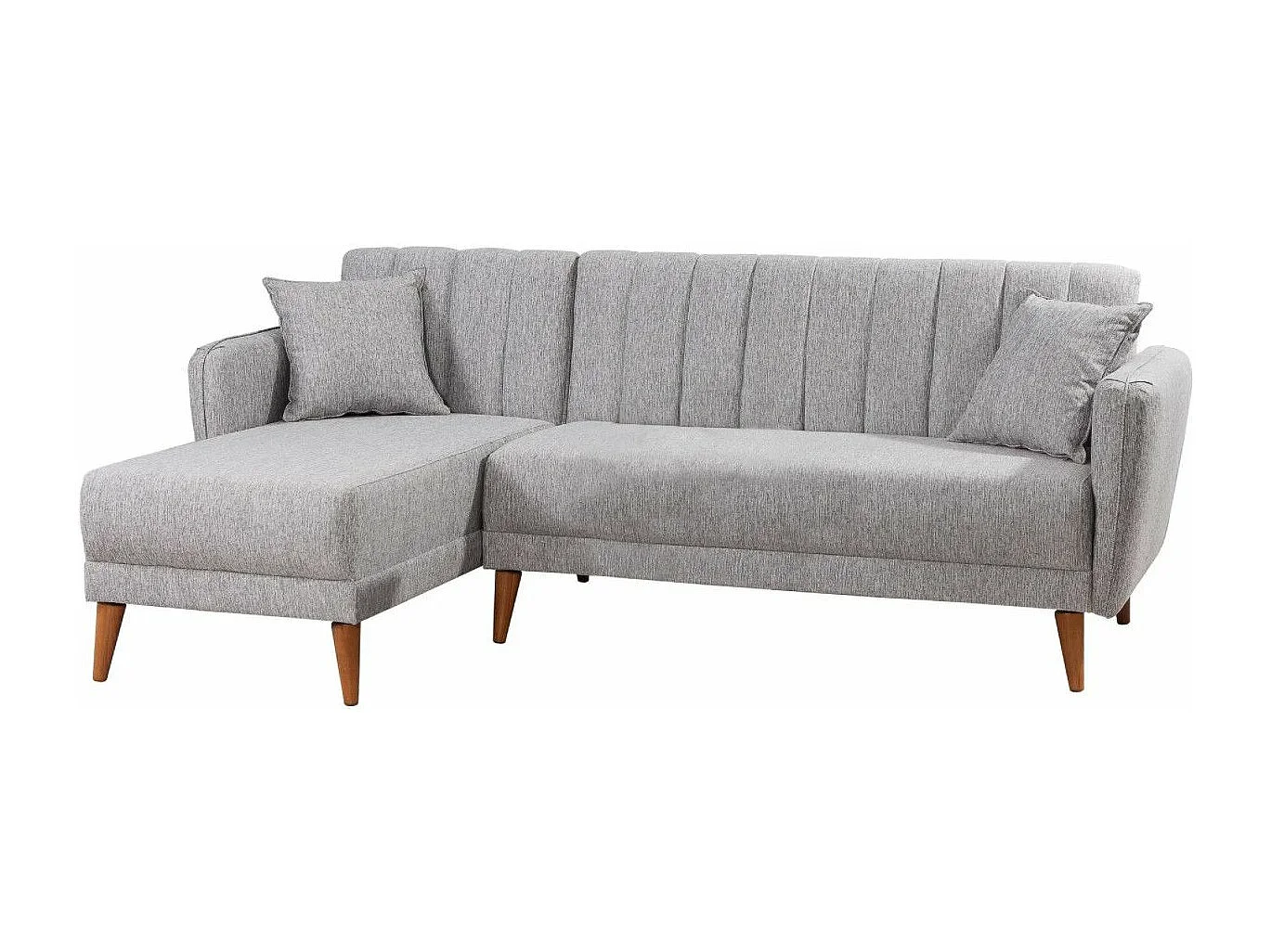 Canapé d'angle à gauche convertible lin gris clair Bompart 225cm