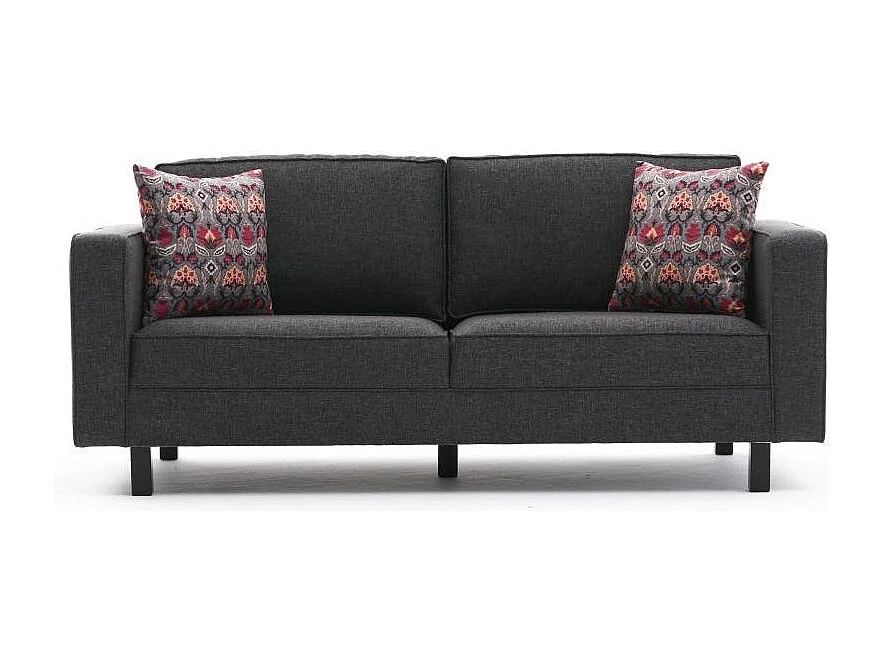 Canapé classique 2 places tissu lin anthracite Kalena 180cm