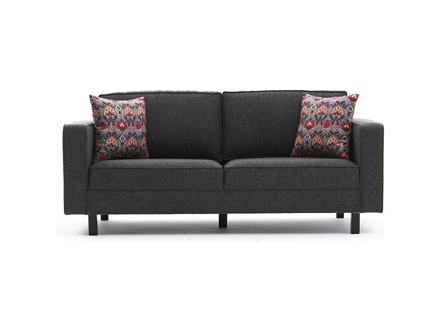 Canapé classique 2 places tissu lin anthracite Kalena 180cm