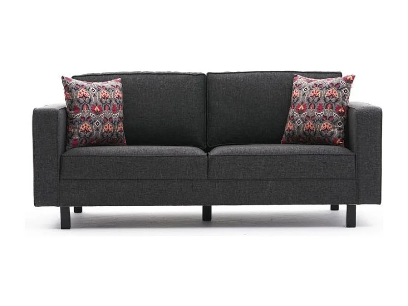 Canapé classique 2 places tissu lin anthracite Kalena 180cm