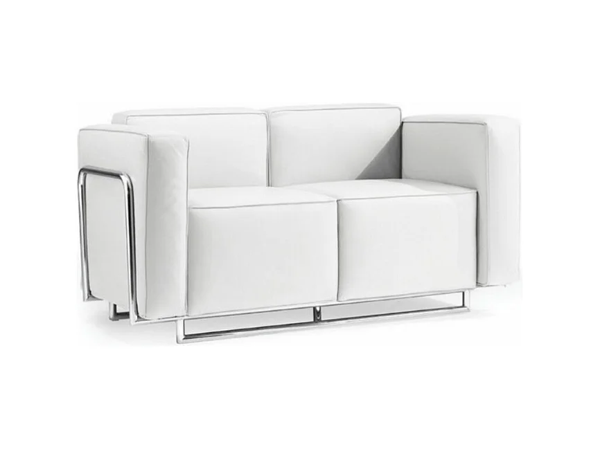 Canapé design 2 places faux cuir et acier chromé Sieka - 133cm-Noir