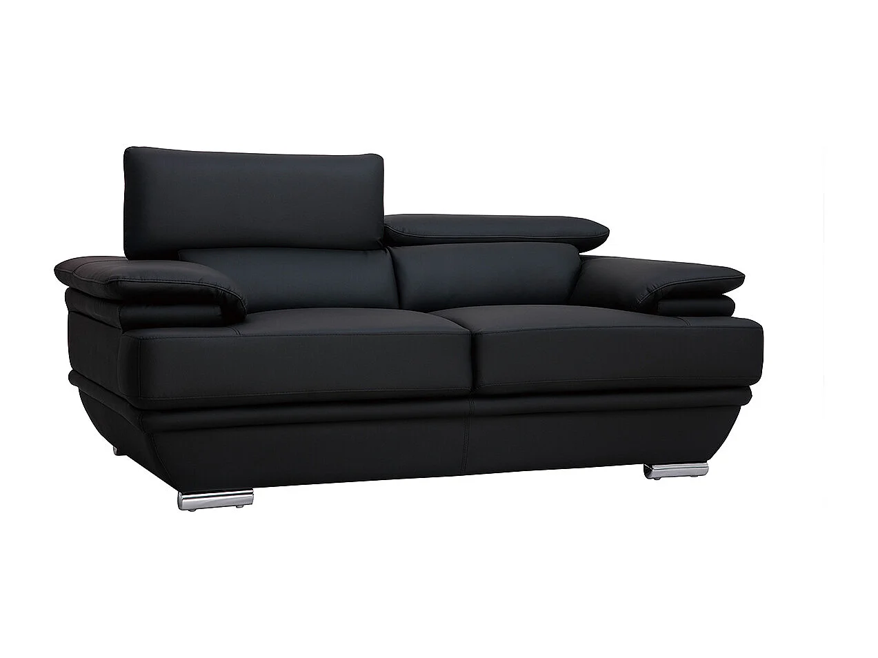 Design-Ledersofa zwei Plätze verstellbares Kopfstück Schwarz EWING - Büffelleder