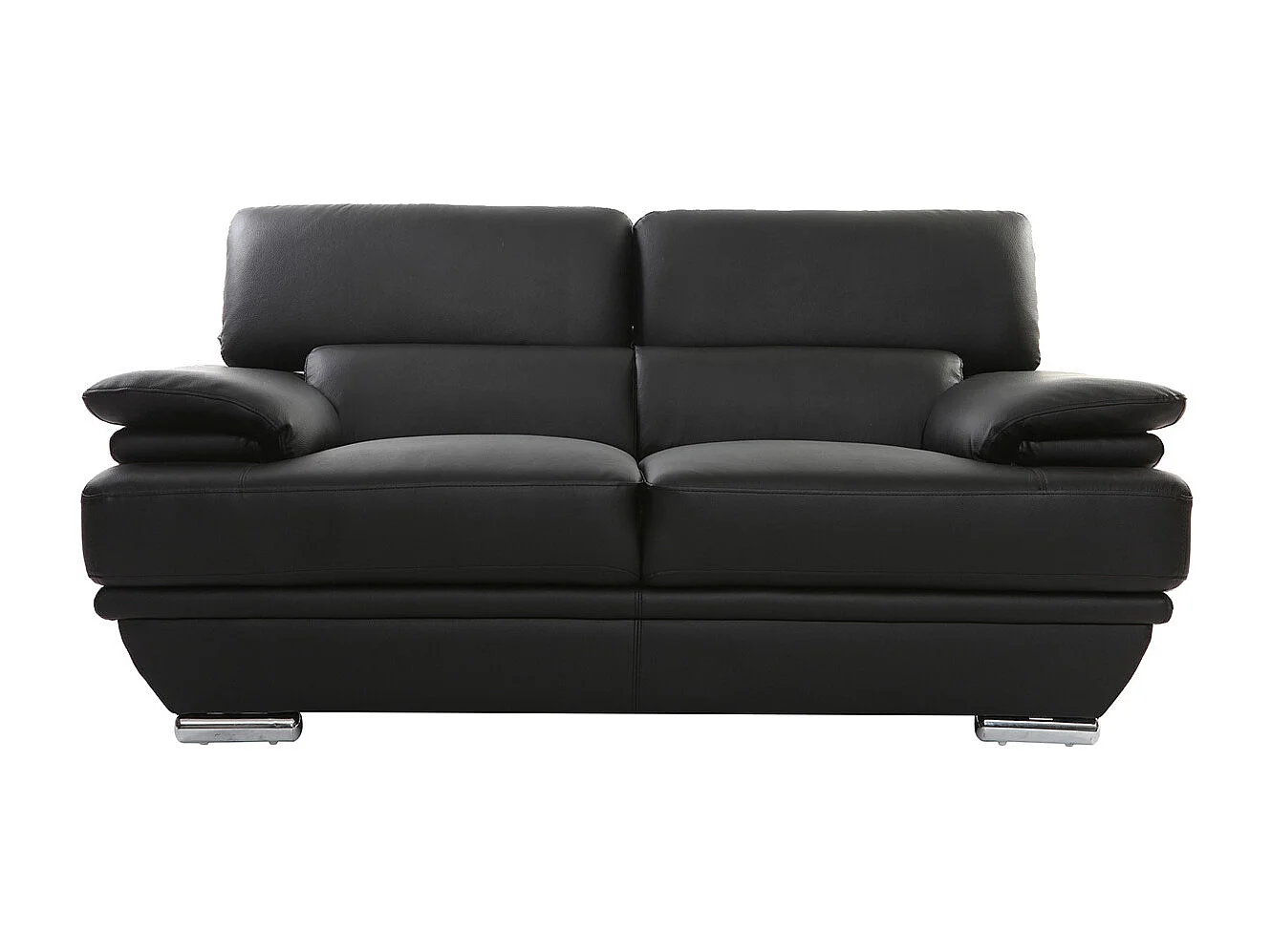 Design-Ledersofa zwei Plätze verstellbares Kopfstück Schwarz EWING - Büffelleder