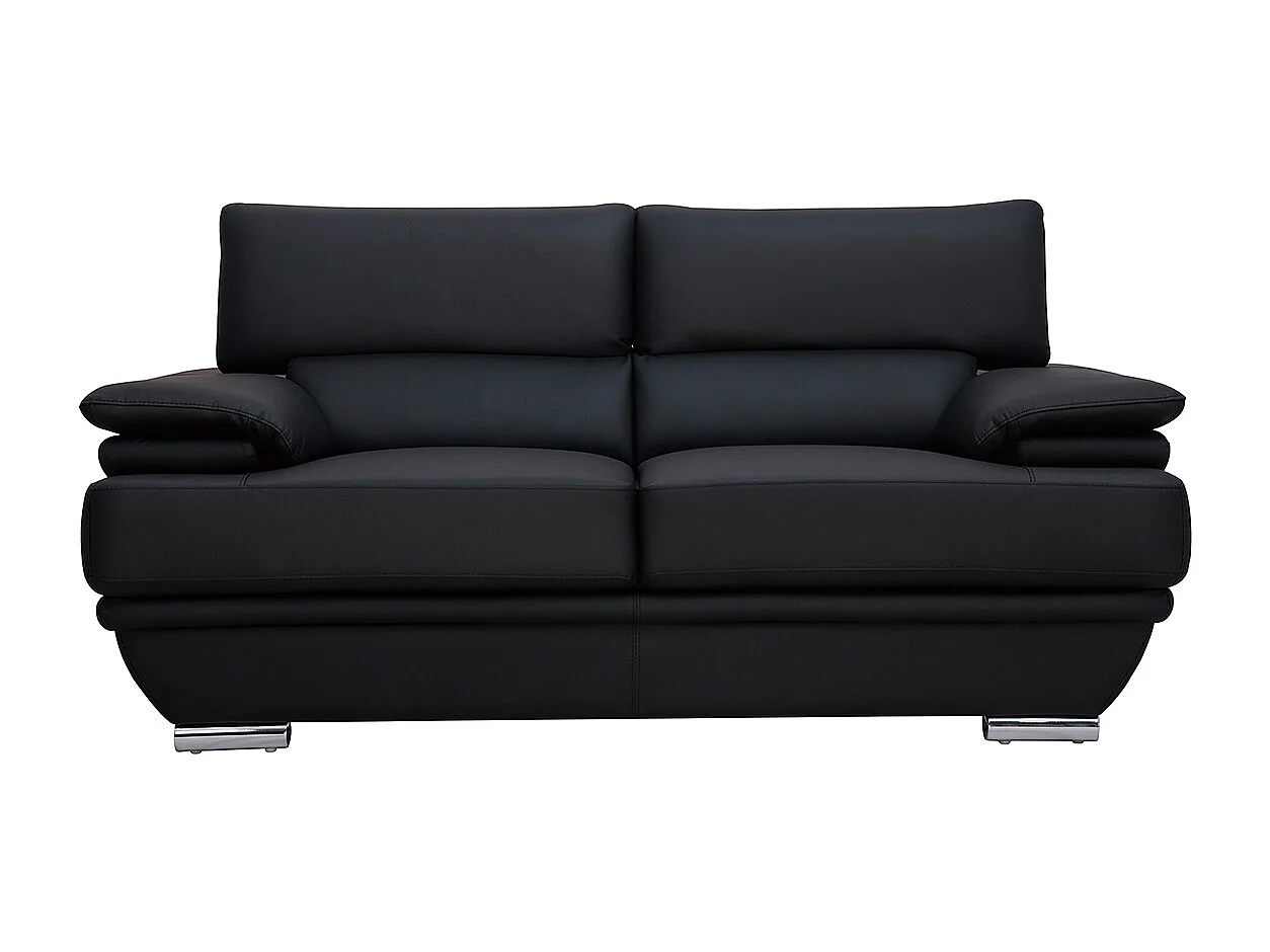 Design-Ledersofa zwei Plätze verstellbares Kopfstück Schwarz EWING - Büffelleder