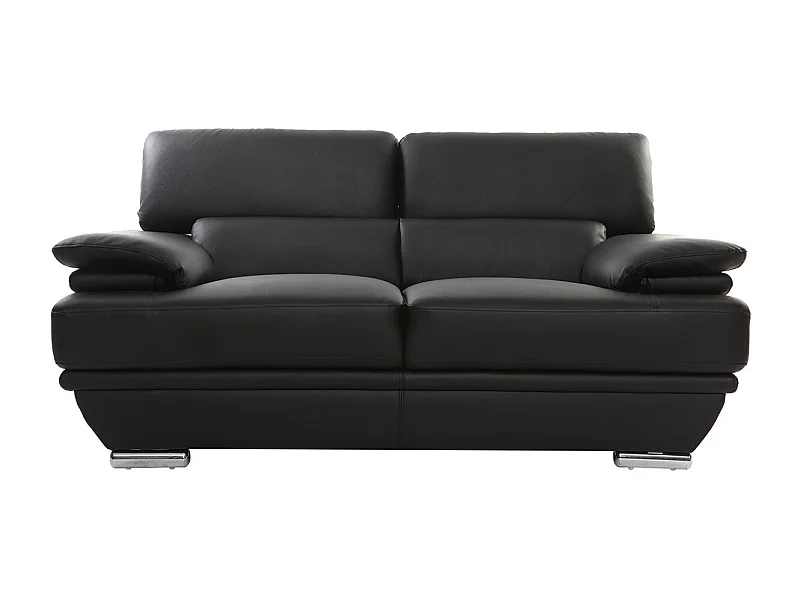 Design-Ledersofa zwei Plätze verstellbares Kopfstück Schwarz EWING - Büffelleder