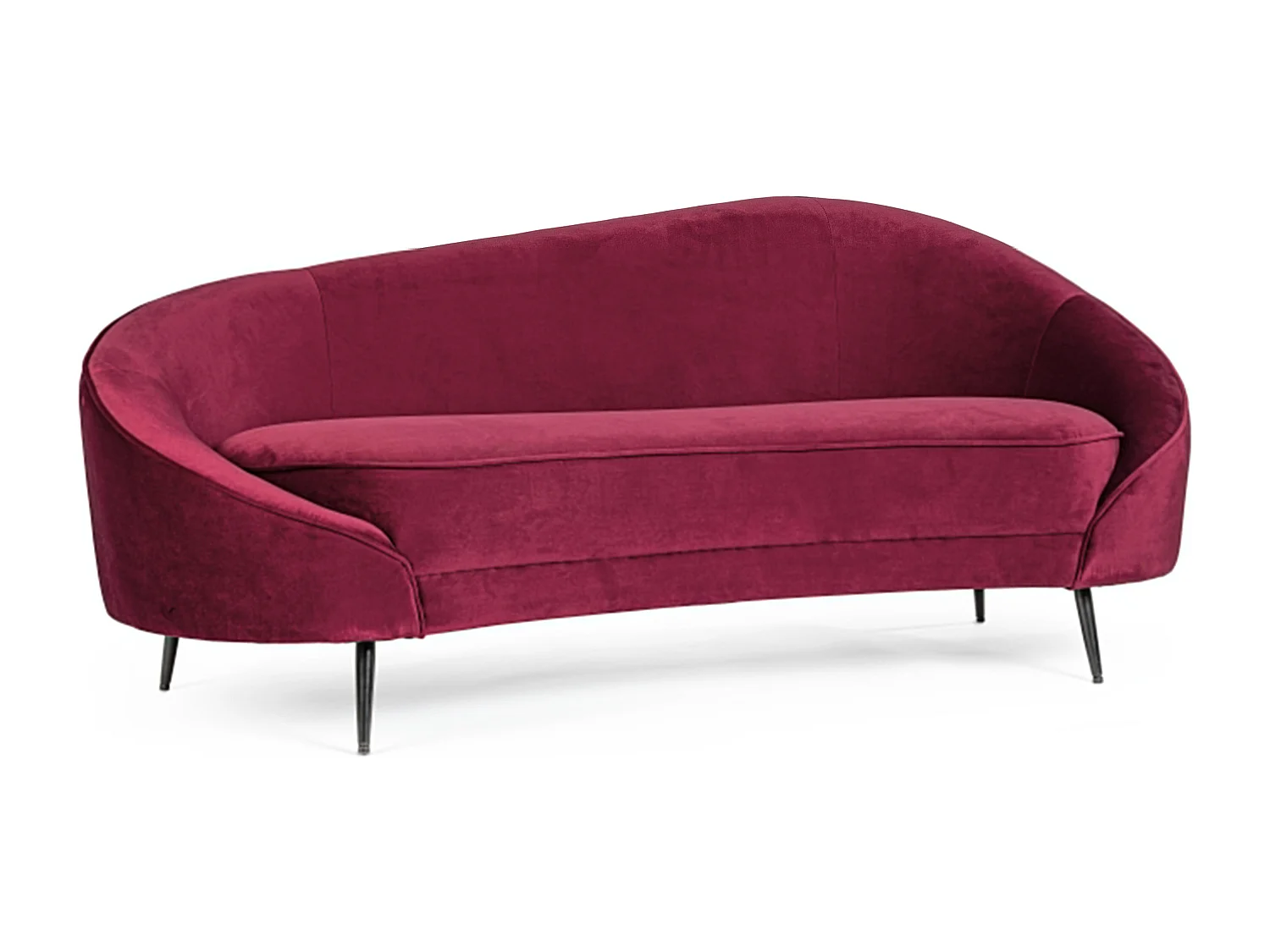 Canapé en polyester à effet de velours rose foncé 2 places Sera