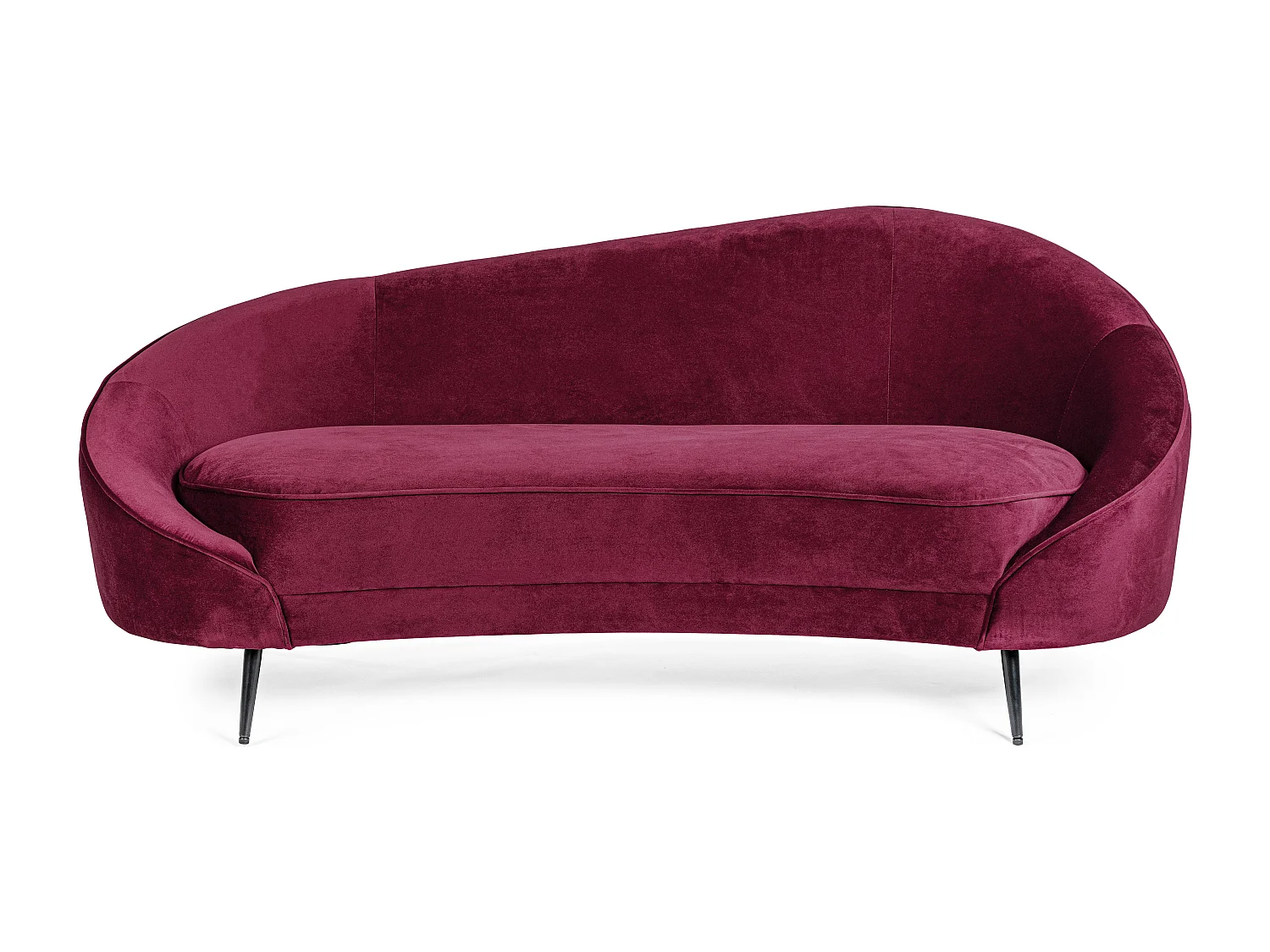 Canapé en polyester à effet de velours rose foncé 2 places Sera