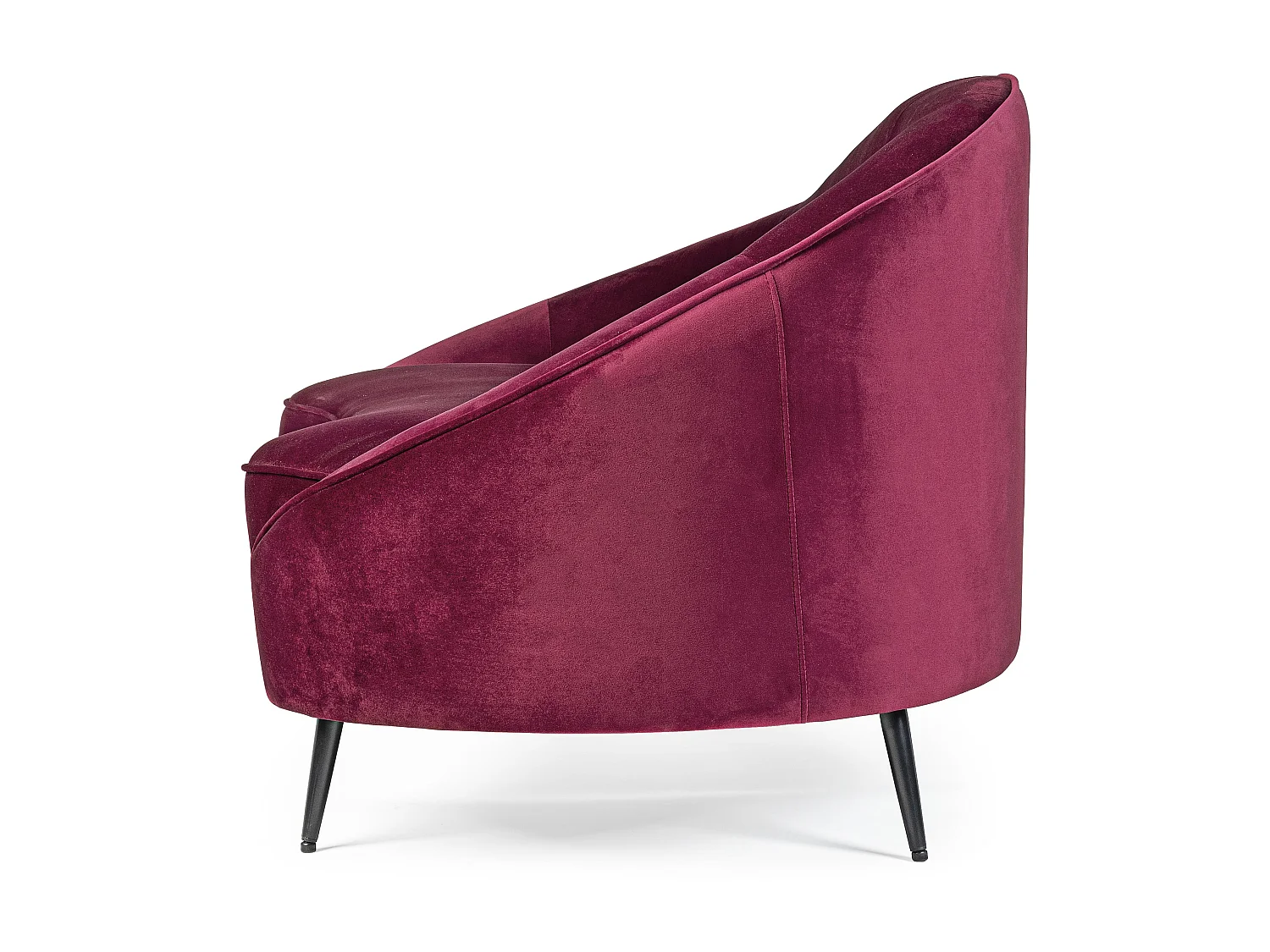 Canapé en polyester à effet de velours rose foncé 2 places Sera