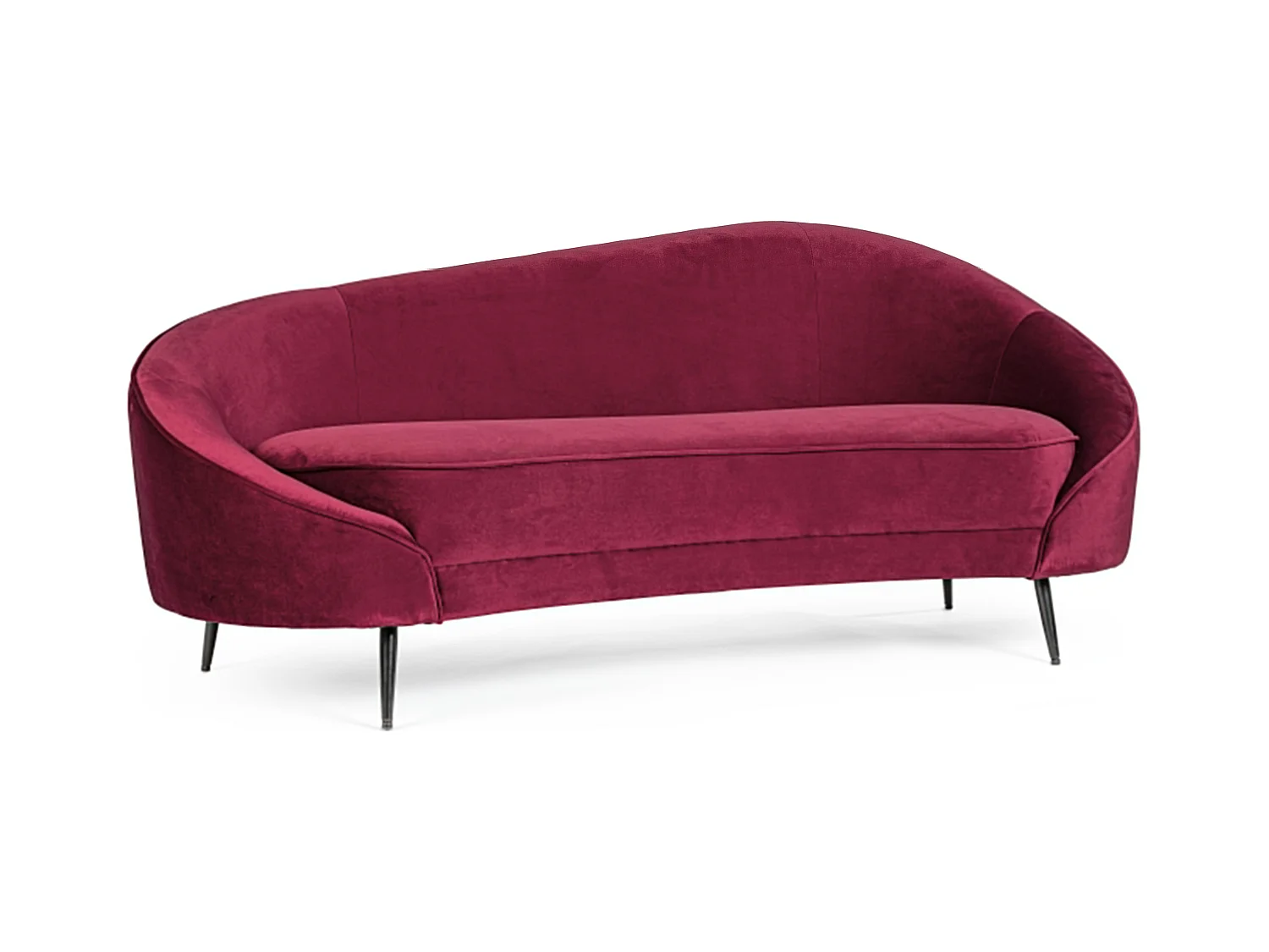 Canapé en polyester à effet de velours rose foncé 2 places Sera