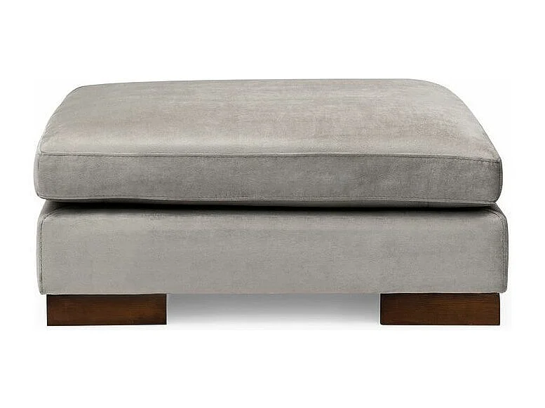 Canapé d'angle velours avec plateau en bois noyer Bakiza 313cm-Gris clair-angle gauche-avec pouf