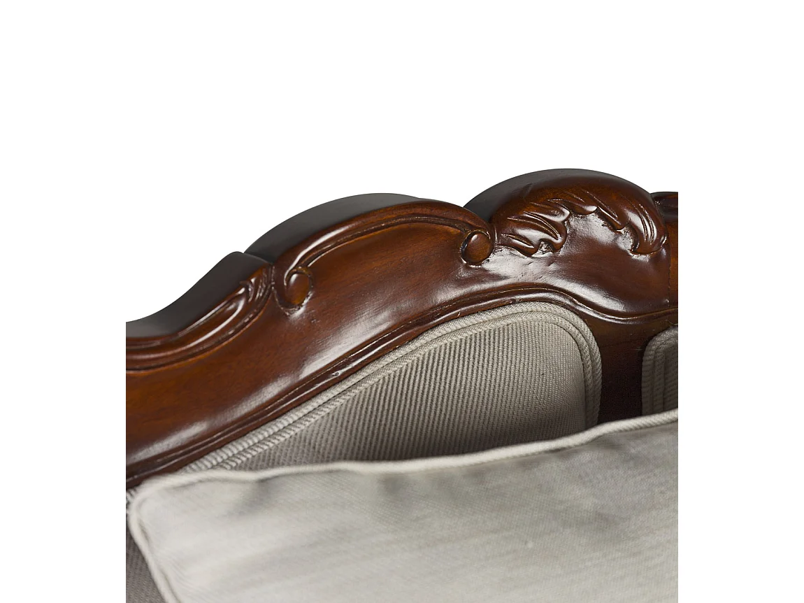 Canapé en bois d'acajou marron et assise tissu beige Castle 160cm