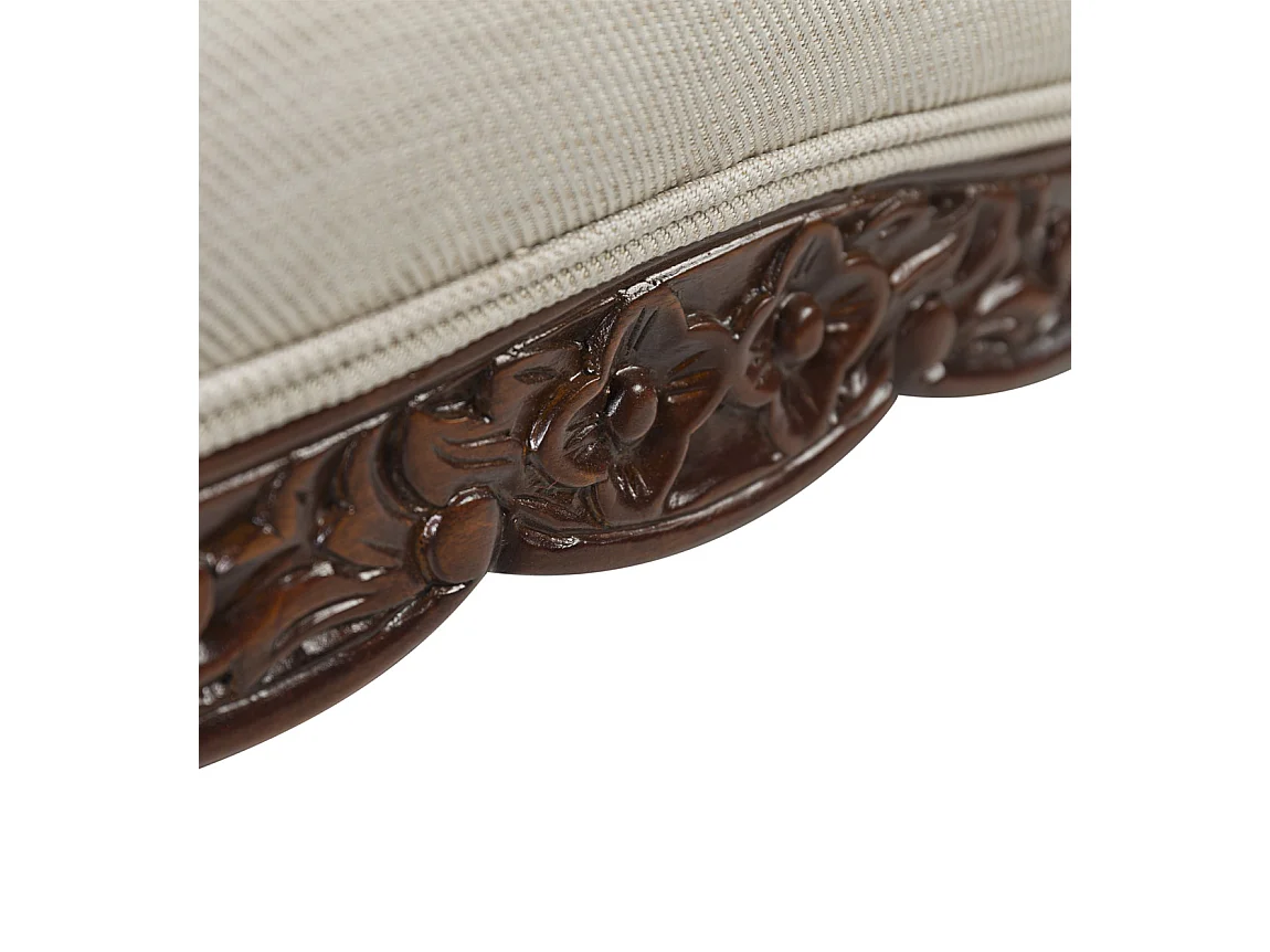 Canapé en bois d'acajou marron et assise tissu beige Castle 160cm