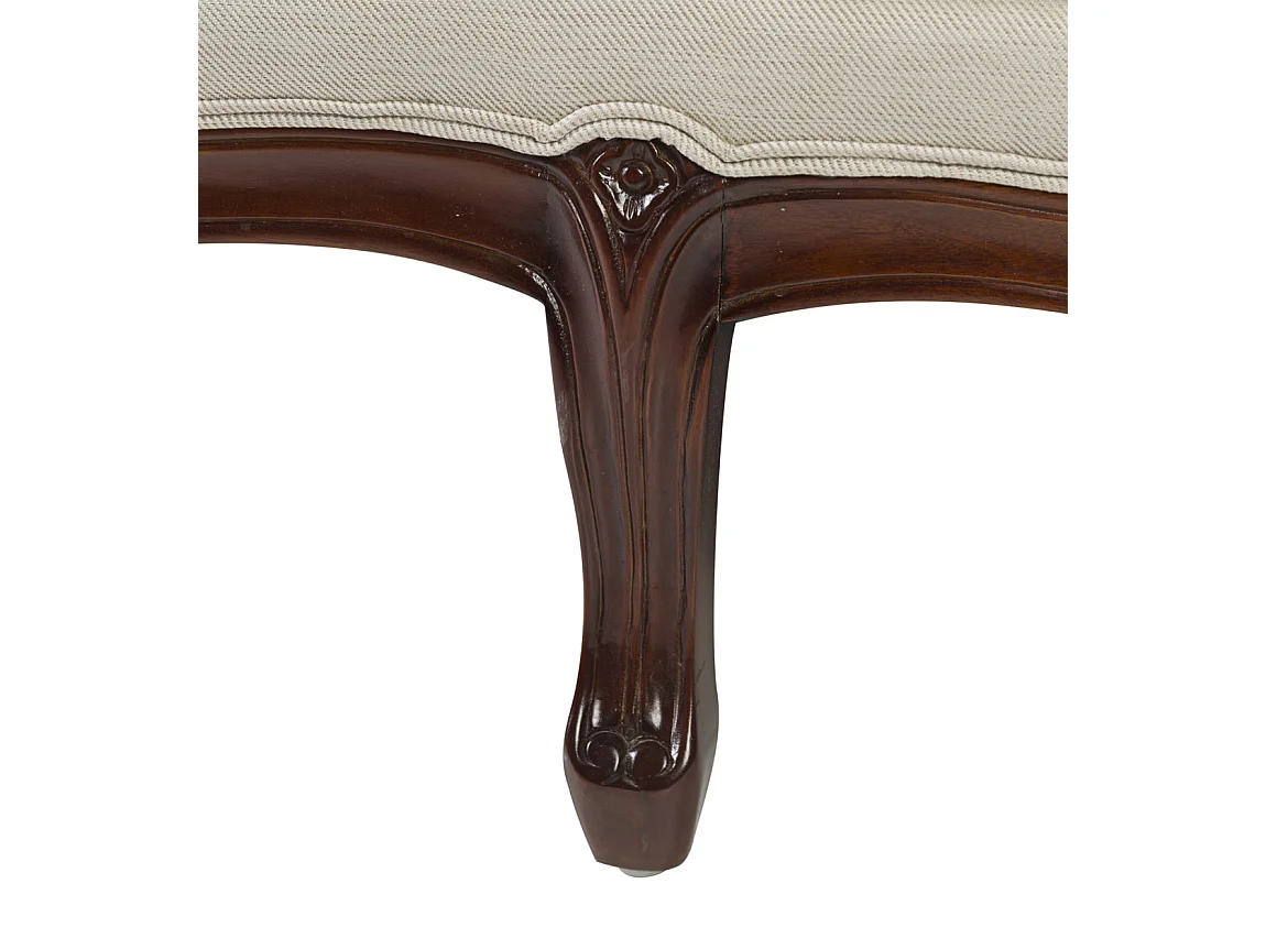 Canapé en bois d'acajou marron et assise tissu beige Castle 160cm