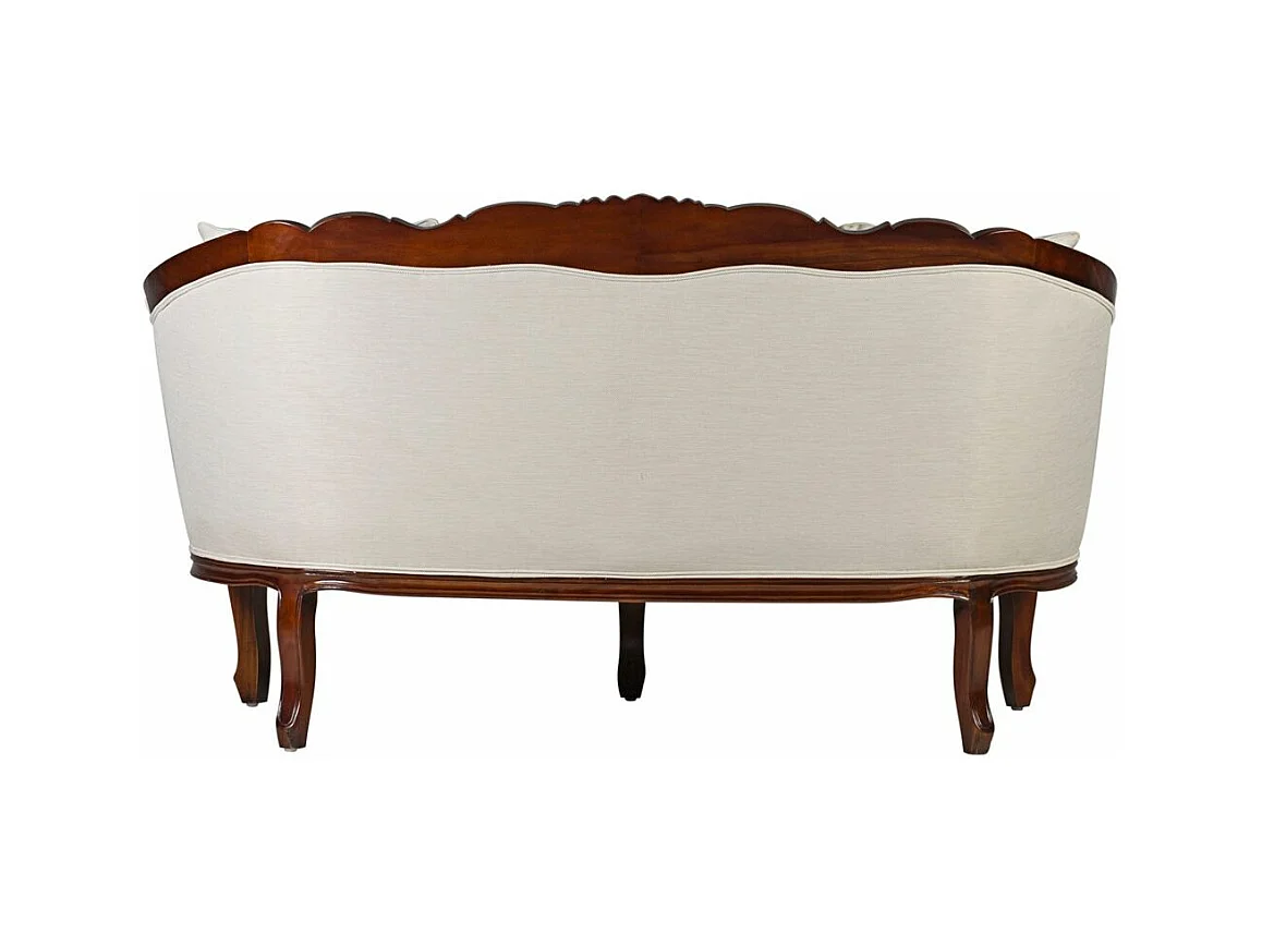 Canapé en bois d'acajou marron et assise tissu beige Castle 160cm