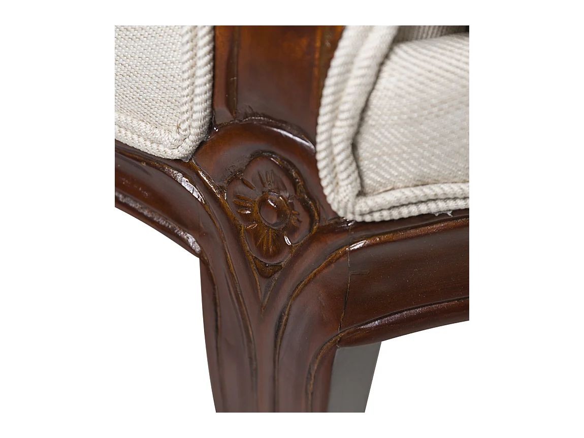 Canapé en bois d'acajou marron et assise tissu beige Castle 160cm