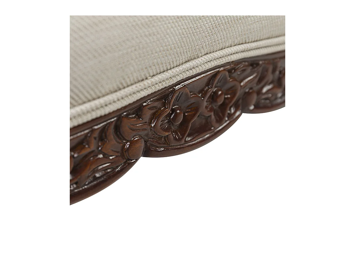 Canapé en bois d'acajou marron et assise tissu beige Castle 160cm