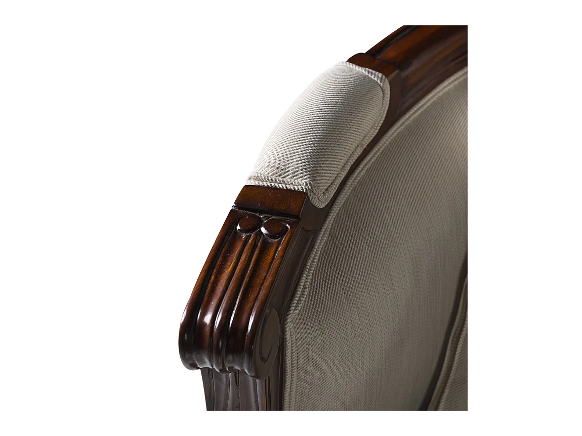 Canapé en bois d'acajou marron et assise tissu beige Castle 160cm