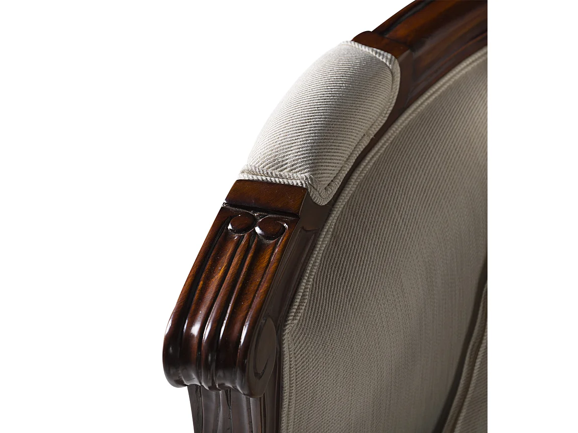 Canapé en bois d'acajou marron et assise tissu beige Castle 160cm