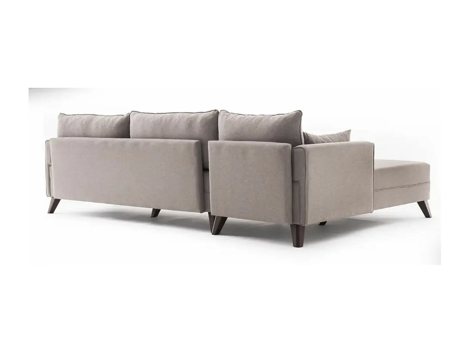 Canapé d'angle gauche 5 places tissu beige Kandy 275cm