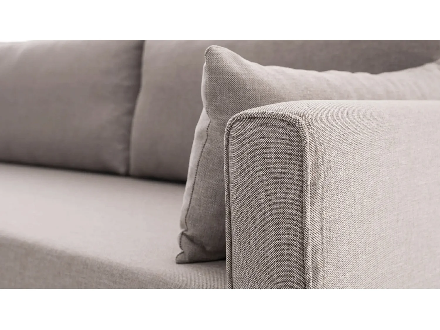 Canapé d'angle gauche 5 places tissu beige Kandy 275cm