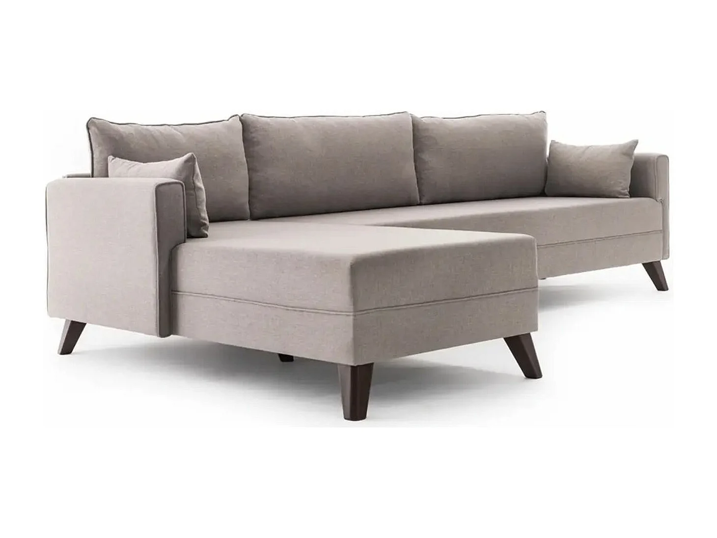 Canapé d'angle gauche 5 places tissu beige Kandy 275cm