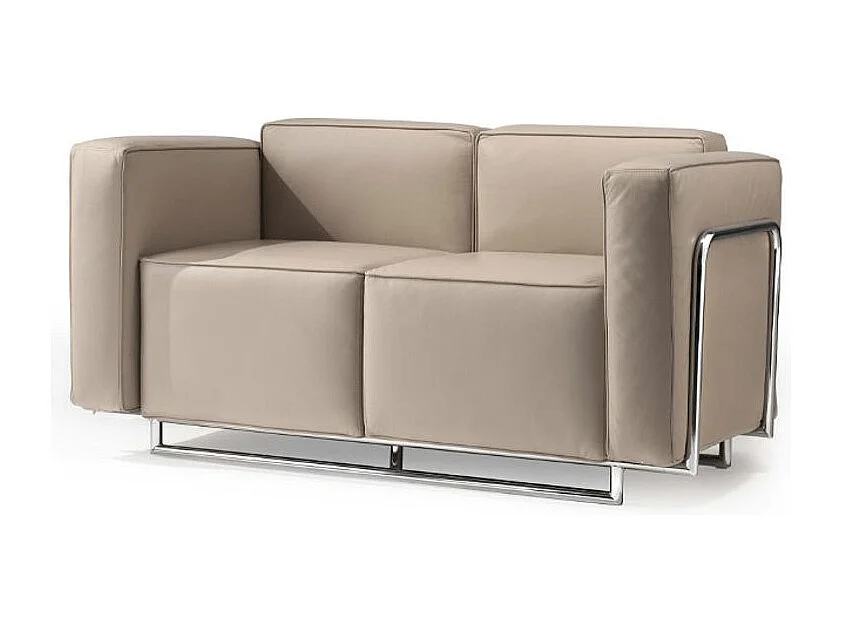 Canapé design 2 places faux cuir et acier chromé Sieka - 133cm-Blanc